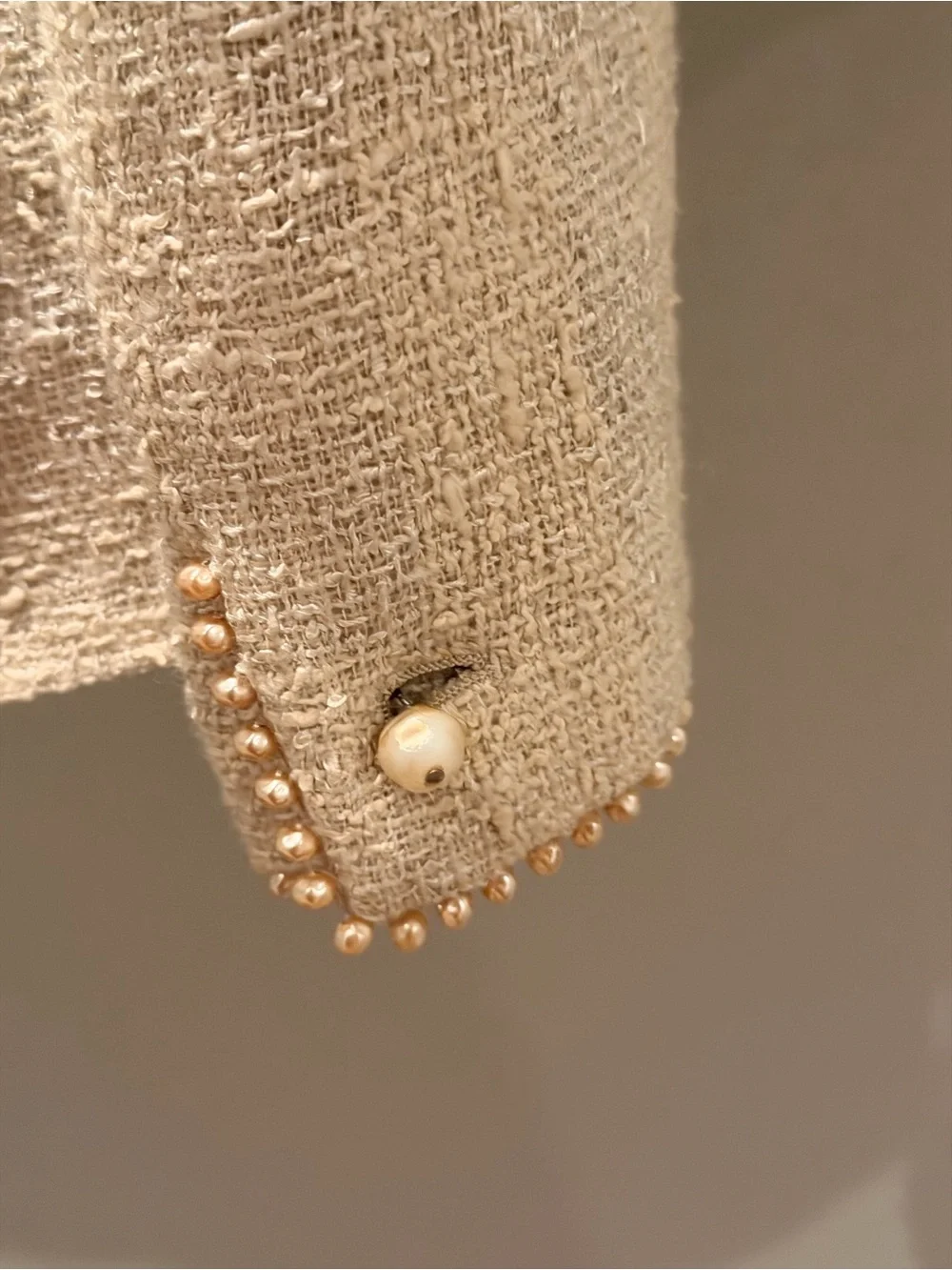 Chanel Cream Bouclé Open-Front Jacket